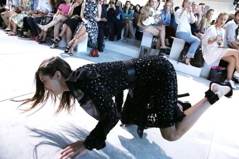 Bella Hadid Takes A Tumble On The Runway At Nyfw