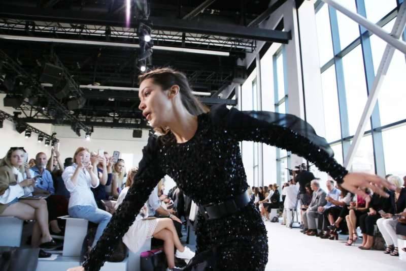 Bella Hadid Takes A Tumble On The Runway