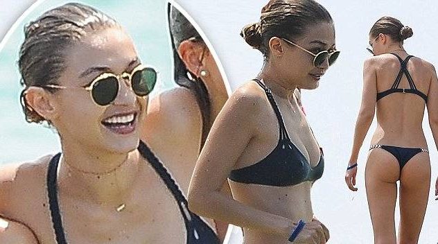 Gigi Hadid Displays Her Model Curves In Black Bikini