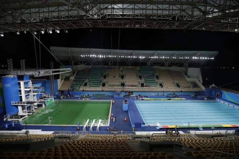 A 2nd Olympic pool has turned green