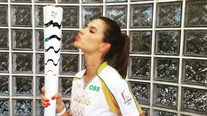 Adriana Lima Carrying Rio Olympic Torch