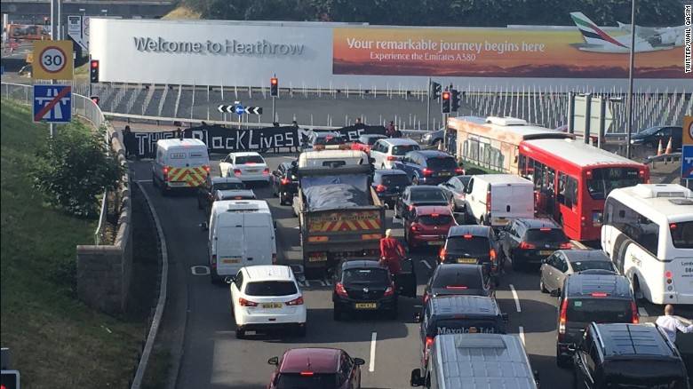 Black Lives Matter block London’s Heathrow Airport