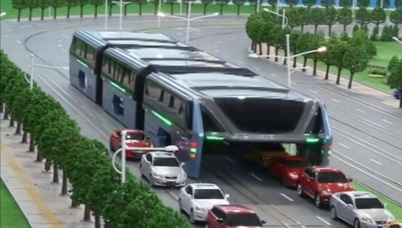 China tests first-ever elevated transit bus