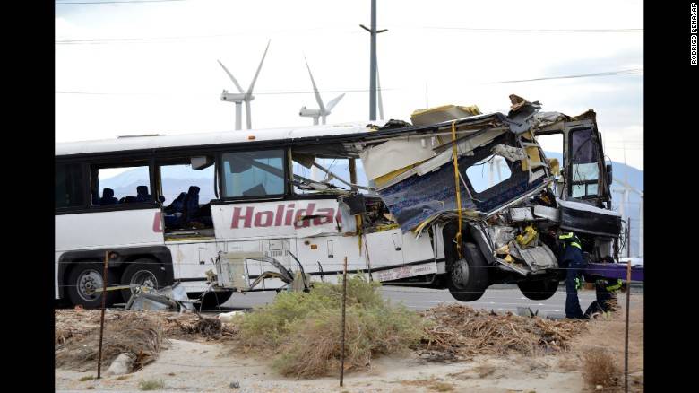 13 people killed when California tour bus hits truck