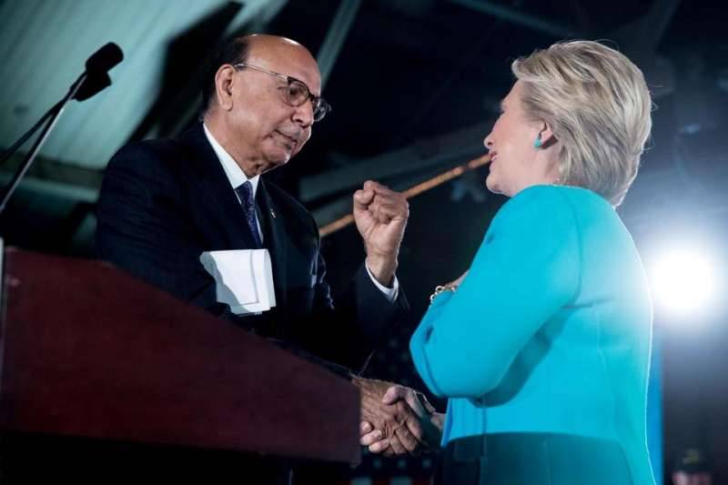 Khizr Khan Revs Up Rally Before Introducing Hillary Clinton in New Hampshire