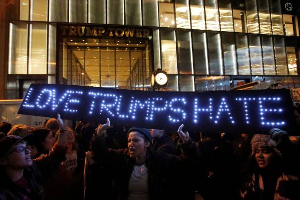 Vigils and protests swell across U.S. in wake of Trump victory