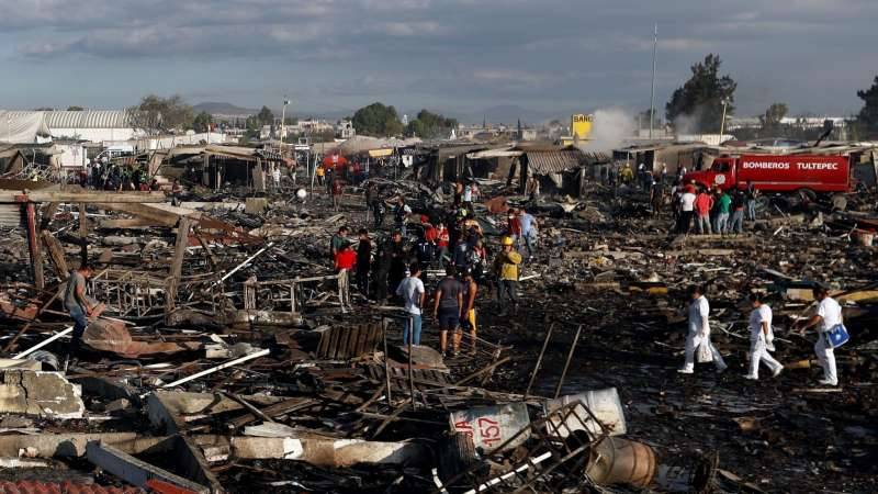 At least 29 killed and dozens injured as explosions rip through fireworks market outside Mexico City