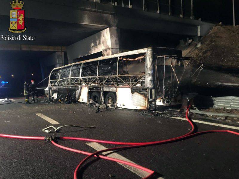 16 Killed in Fiery Bus Crash on Italian Highway