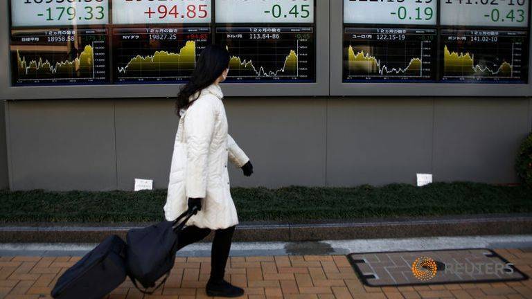 Asia shares lag Wall St. gains, dollar in doldrums