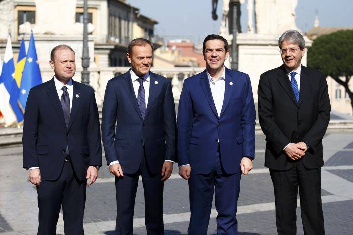 EU leaders seek unity in Rome, despite Brexit and protests