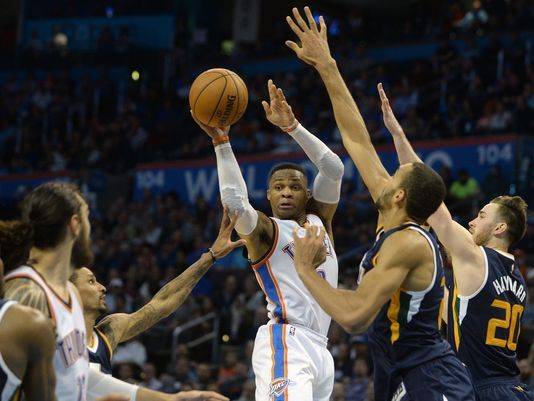 Russell Westbrook’s fourth straight triple-double lifts Thunder past Jazz