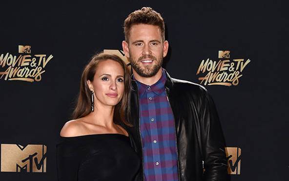 Nick Viall And Vanessa Grimaldi Brave The Rain For Date Night At The 2017 MTV Movie & TV Awards