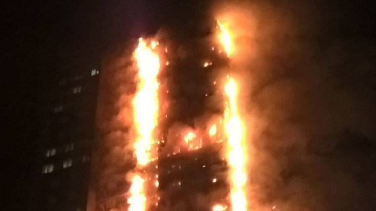 Blaze engulfs apartment block in West London