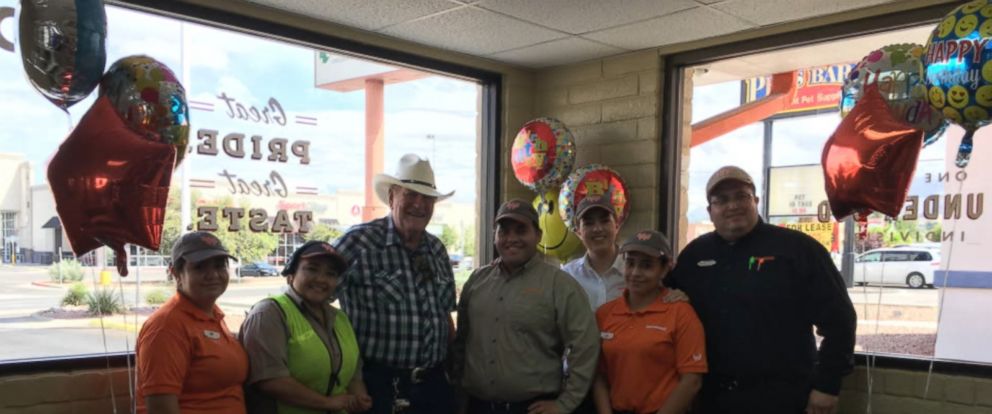 Grandpa receives 80th birthday surprise from Whataburger staff