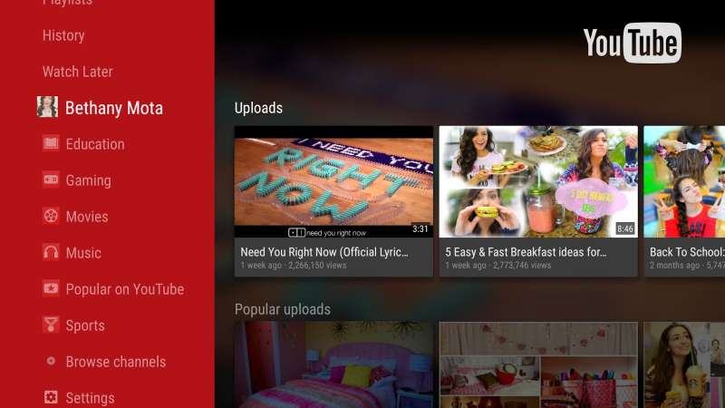 YouTube For Android TV Gets A Redesign