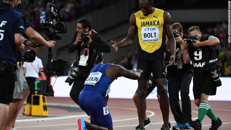 Justin Gatlin beats Usain Bolt in Jamaican’s last solo race