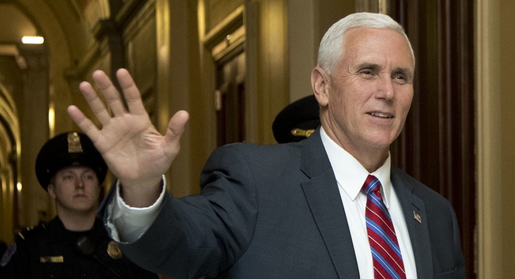 Pence breaks tie in Senate vote to ax arbitration rule