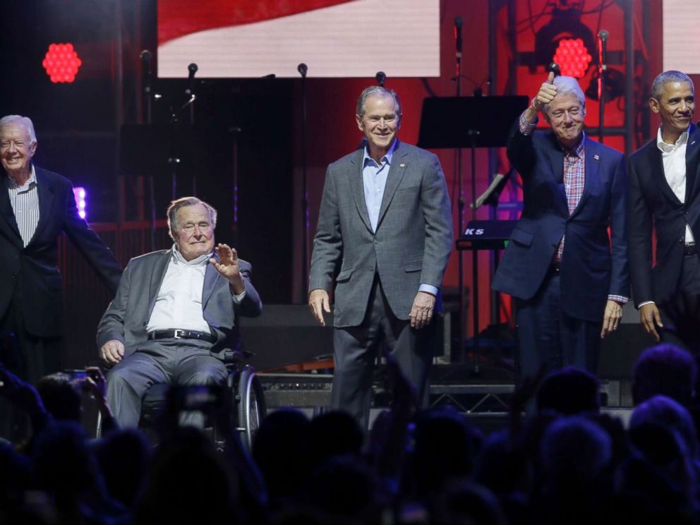 Politics shoved aside as 5 former US presidents unite for hurricane relief concert