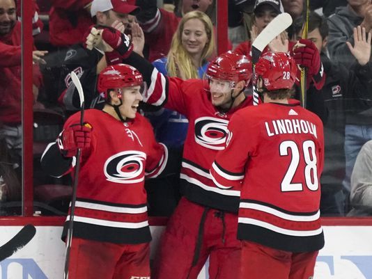 Teuvo Teravainen records natural hat trick in Hurricanes’ win over Stars