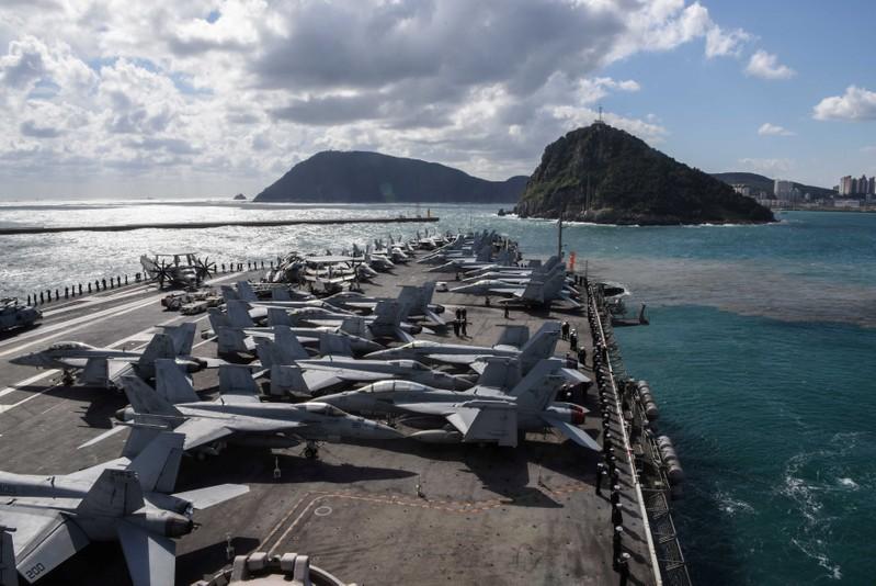 U.S. Navy carrier drills with Japanese, Indian navy in Sea of Japan