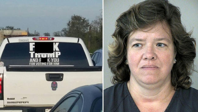 Woman with expletive-filled anti-Trump truck decal arrested