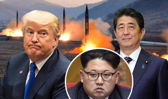 Trump and Japan promise to 'COMBAT North Korea threat' after missile launch