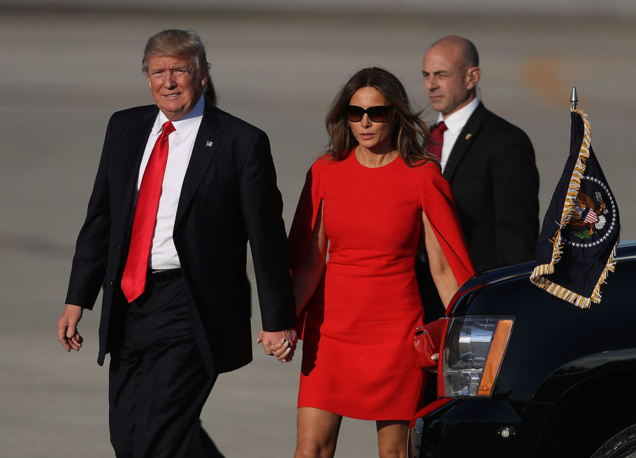 First lady Melania Trump leaves Palm Beach Friday night