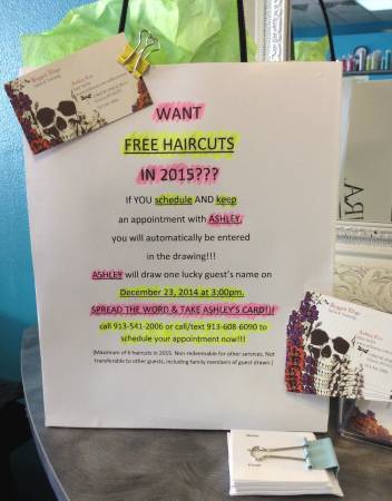 WANT FREE HAIRCUTS IN 2015??? (Lenexa)