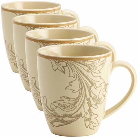 BonJour Dinnerware Orchard Harvest Stoneware 16-Piece Set, Print