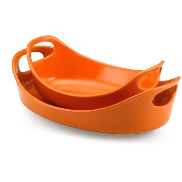 Rachael Ray Bubble and Brown Stoneware Baking Dish Set.