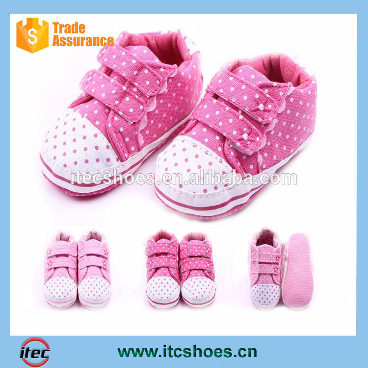 2015 New arrival polka dot cloth casual baby sport shoes for girls