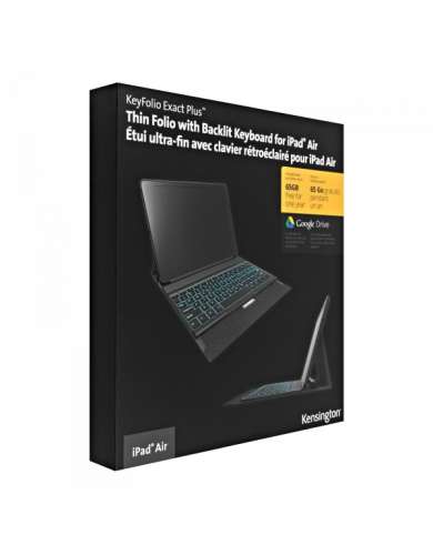 Kensington KeyFolio Exact Plus with Backlit Wireless Bluetooth Keyboard for iPad Air