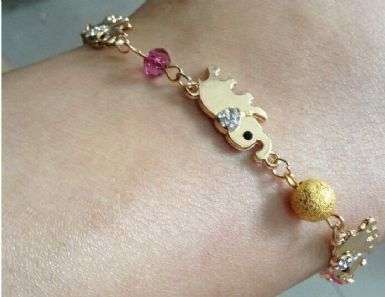 18k Gold Plated Elephant Anklet With Swarovski Elements