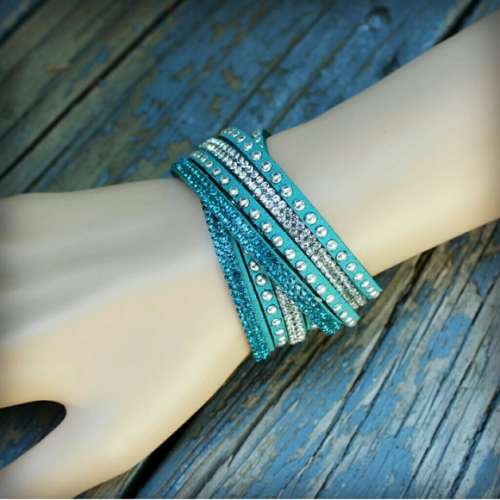 Wrap Bracelets with Swarovski Elements in Vegan Leather