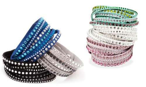 Wrap Bracelets with Swarovski Elements in Vegan Leather
