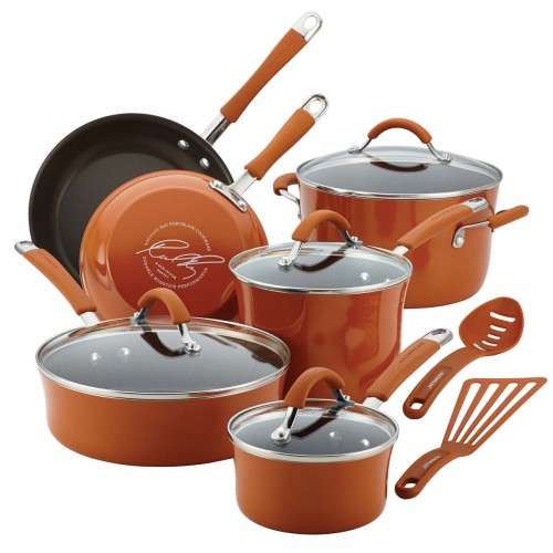 Rachael Ray Cucina Hard Enamel Nonstick Cookware Set (12-Piece)