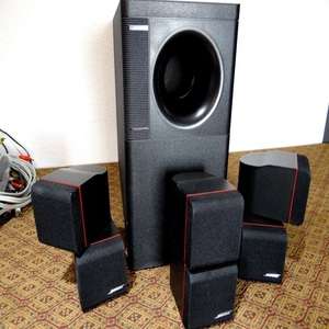 BOSE ACOUSTIMASS 7 HOME THEATER SPEAKER SYSTEM SUBWOOFER & 3 CUBE SPEAKERS