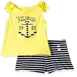 Nautica Childrens Apparel NCK0298Q Little Girls Top W/ Knit Short Set Baby Clothing Deals