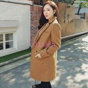 HOT Womens Wool BLend MId Long Coat Trench Autumn Winter Jacket Slim Fit Clothes Online Black Friday Deals.