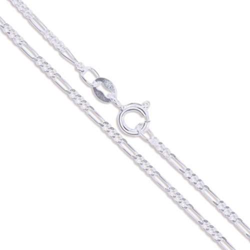 Sterling Silver Diamond-Cut Flat Figaro Link Chain Solid 925 Italy Necklace black friday deal