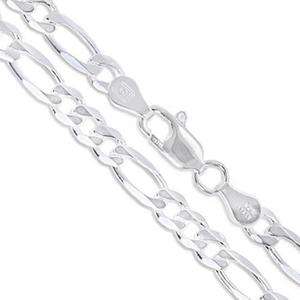 Sterling Silver Diamond-Cut Flat Figaro Link Chain Solid 925 Italy Necklace black friday deal