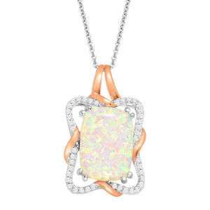 Created Opal White Sapphire Ribbon Pendant 14k Rose Gold-plated Sterling Silver black friday deal